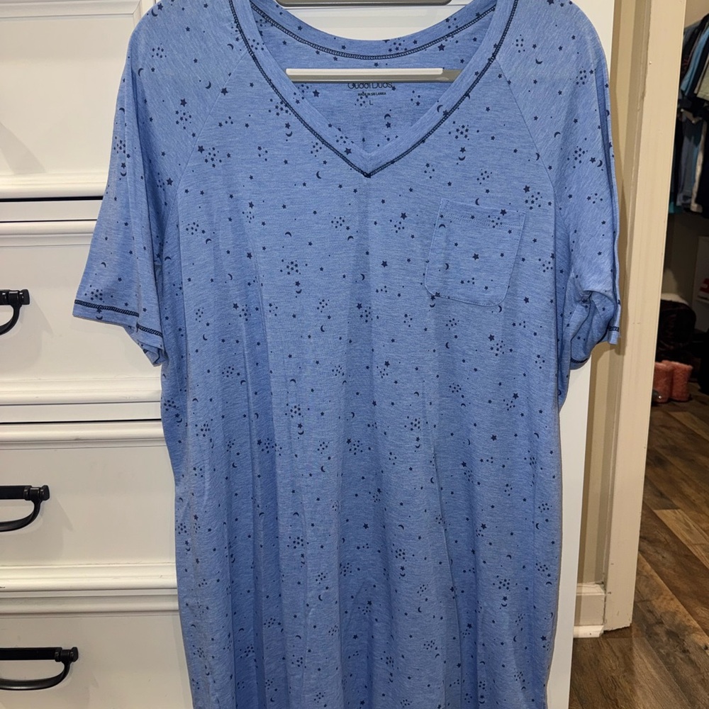 Cuddl Duds Light Blue V-Neck Nightgown